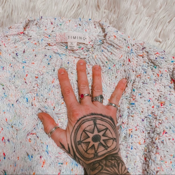 ❌SOLD❌Knit cream confetti colorful crop sweater xl - Picture 4 of 6